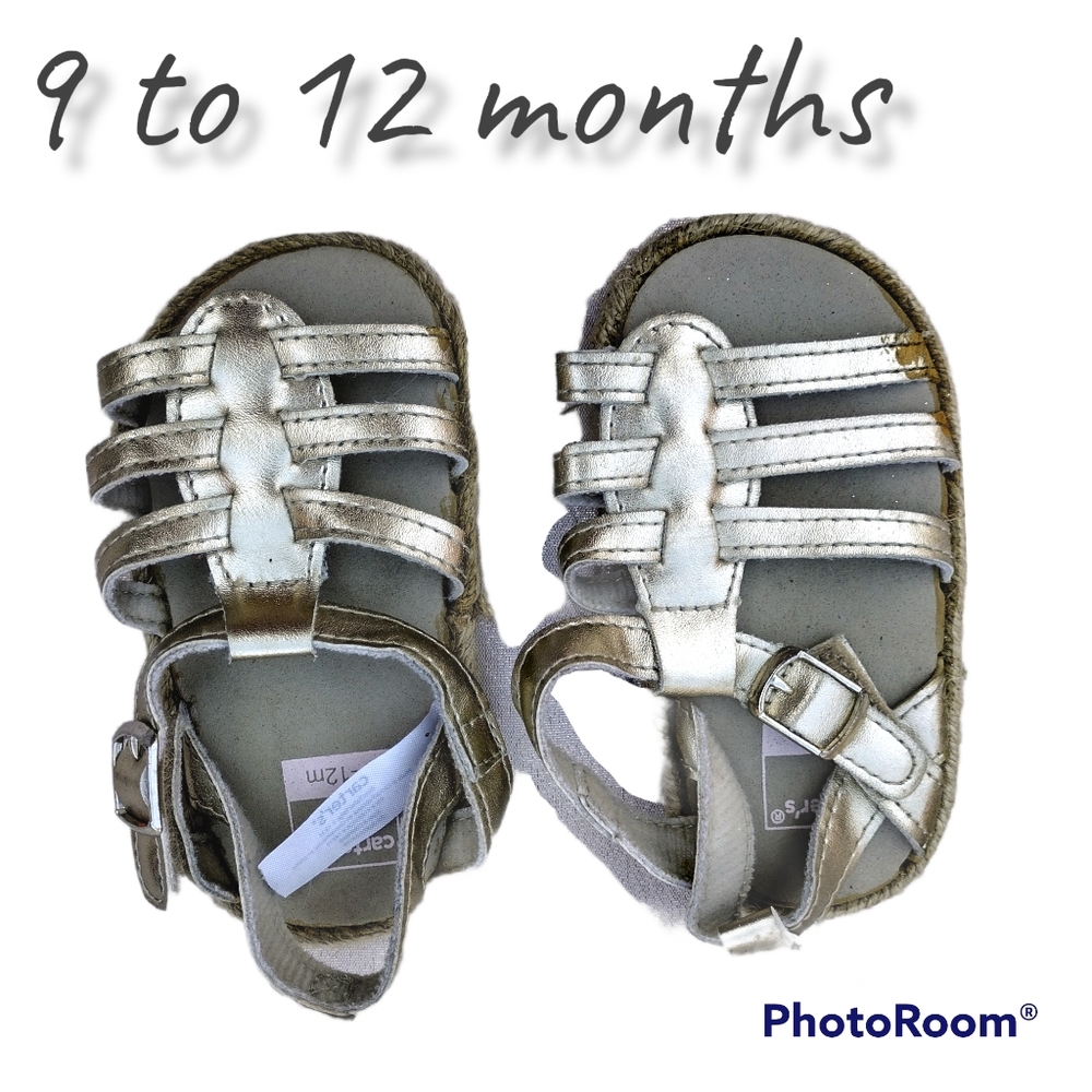 Carter's gold infant sandals Velcro strap